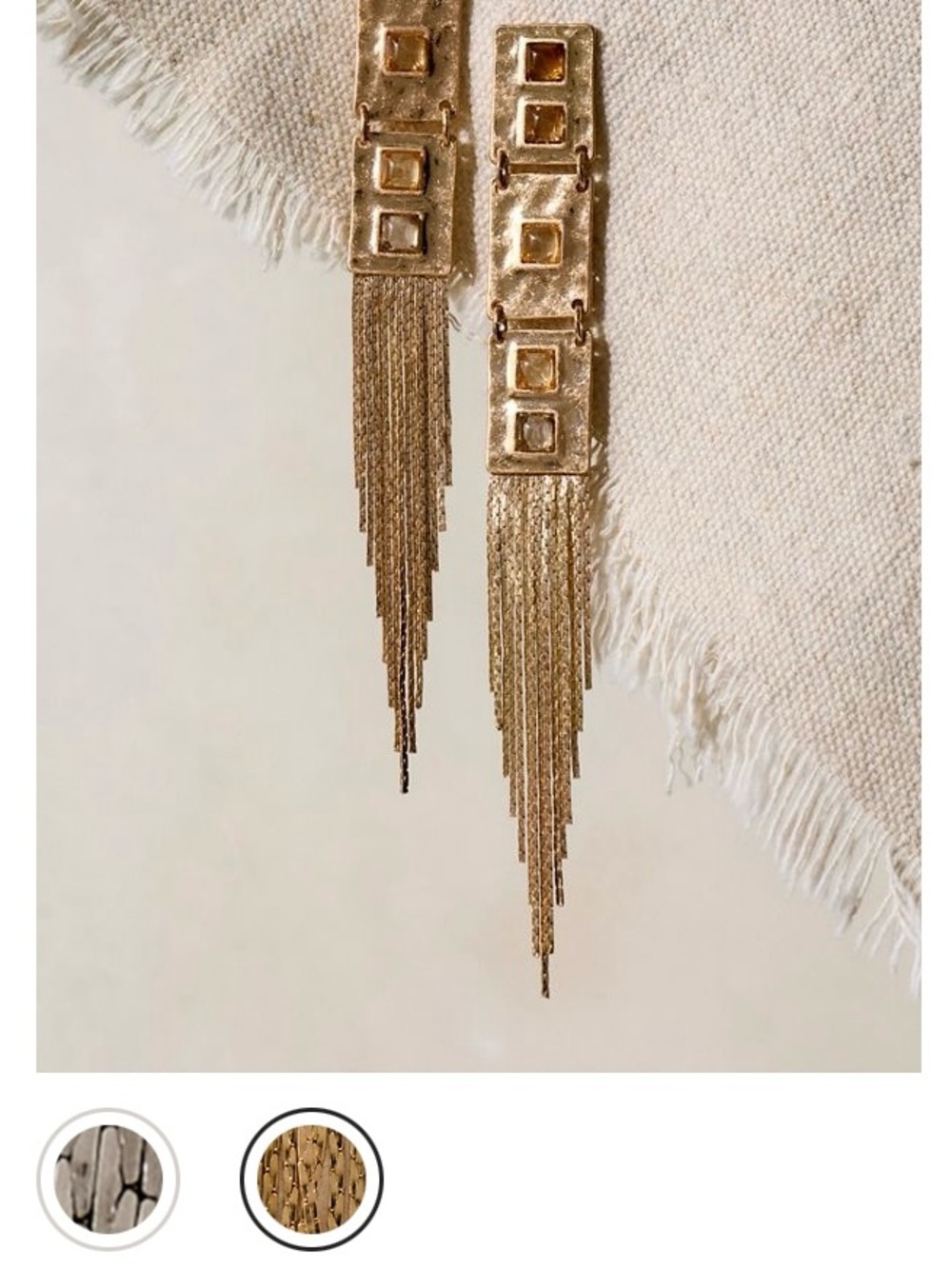 Free People Sculpted Gold Fringe Drop Earrings
